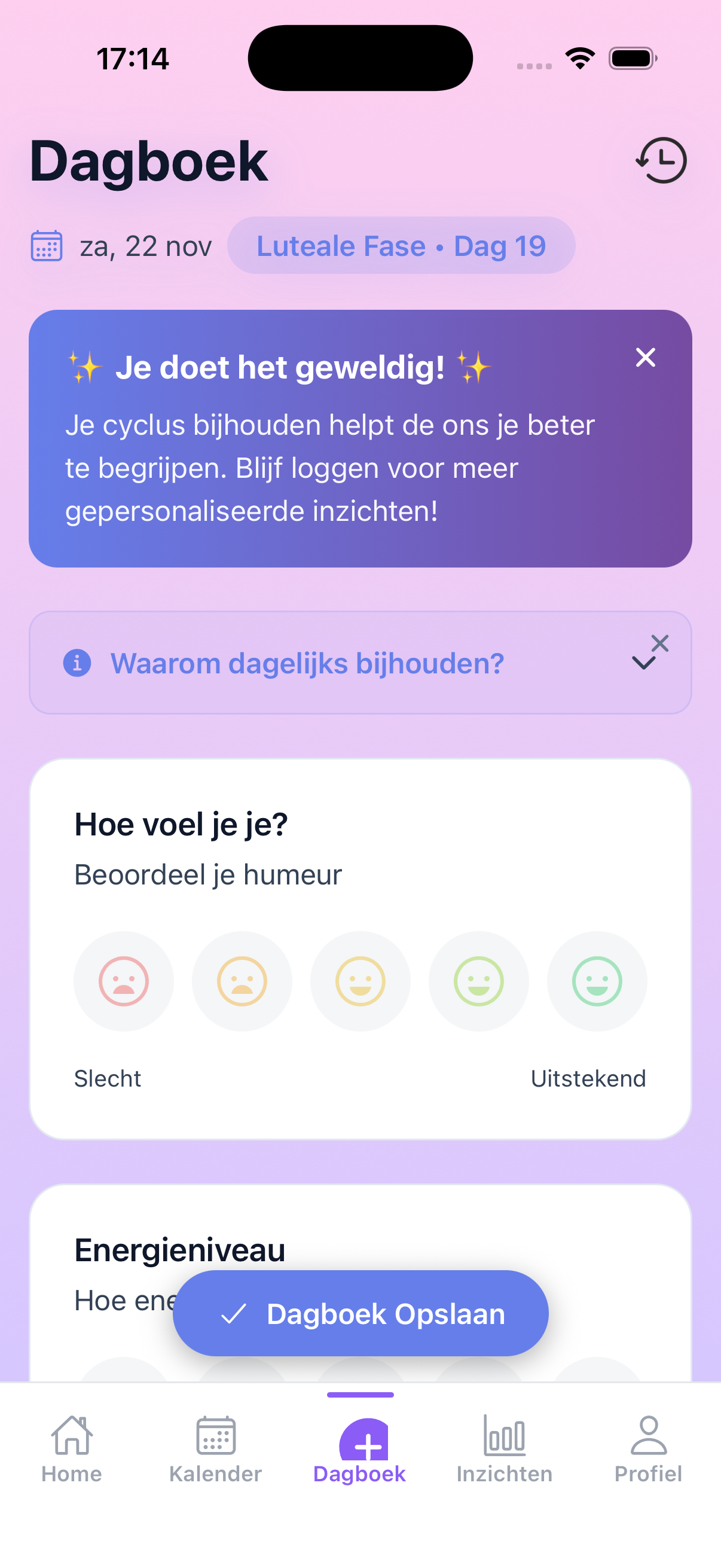 CycleGlow Energie Loggen